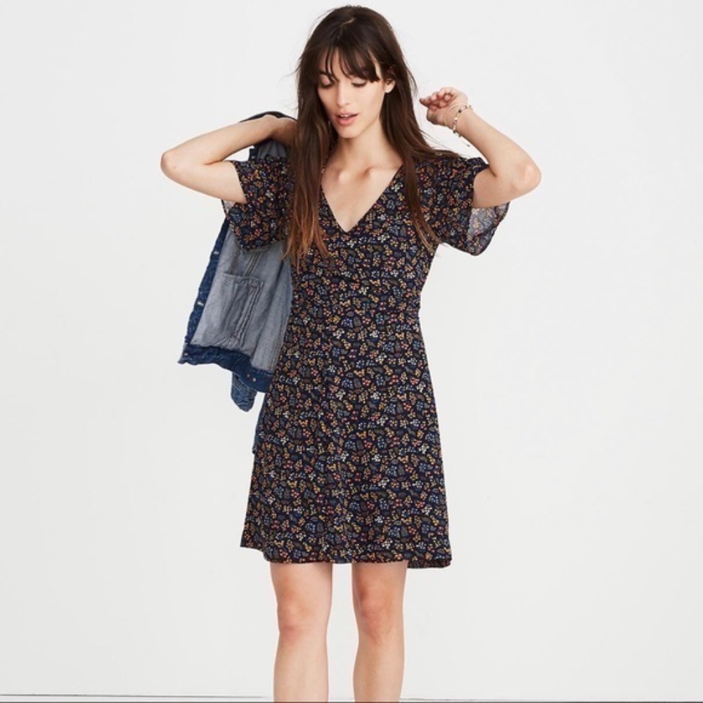 Madewell Cross Front Mini Dress In Garden Party